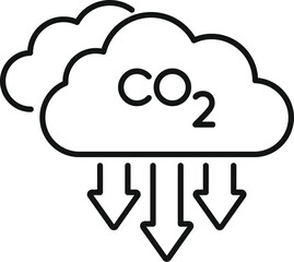 Simple icon of co2 emissions polluting the air with carbon dioxide