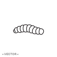caterpillar icon, worm or larvae, plant pest, thin line symbol isolated on white background concept, editable stroke eps 10 vector illustration