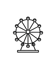 Editable stroke vector illustration of a Ferris wheel, a popular attraction at Coachella music festival.