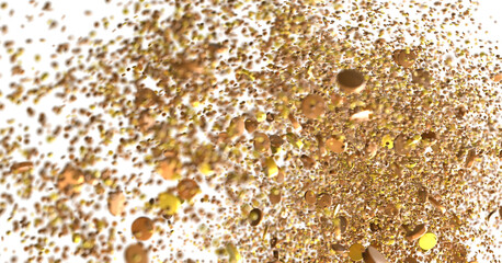 gold  Burst: Astonishing 3D Illustration of Bursting gold Confetti