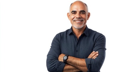 Professional Portrait of a Man with Black and Blue Design Shirt