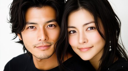 Attractive Young Couple Posing for a Close-up Portrait