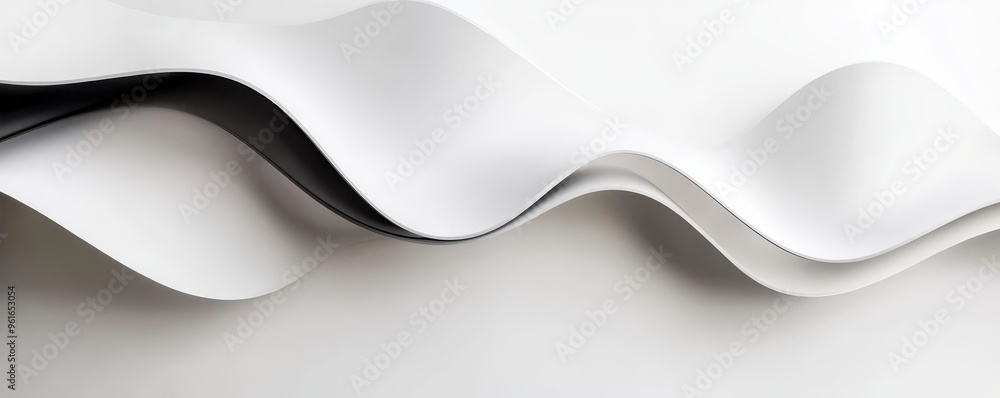 Poster elegant abstract wave pattern in black and white, showcasing smooth curves and modern minimalism, pe