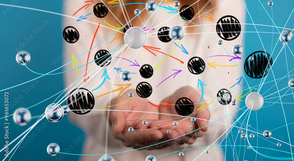 Poster conference digital network and data concept 3d