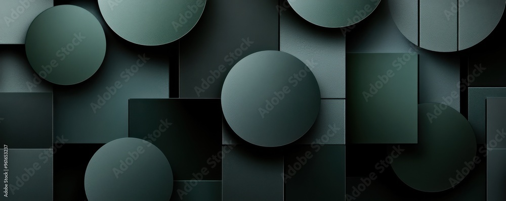 Poster modern phone wallpaper featuring geometric shapes with dark green circles and rectangles creating an