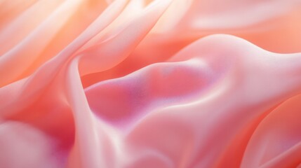 Fototapeta premium Abstract close-up of smooth, flowing pink fabric waves creating a delicate and soft texture. Ideal for design concepts or backgrounds.