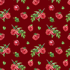 Summer apple  Harvest seamless Pattern