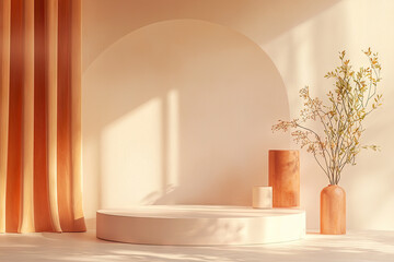 Warm Hues & Soft Light: A Minimalist Stage for Your Products