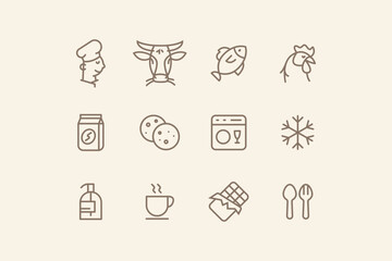 set of vector icons about kitchen and food
