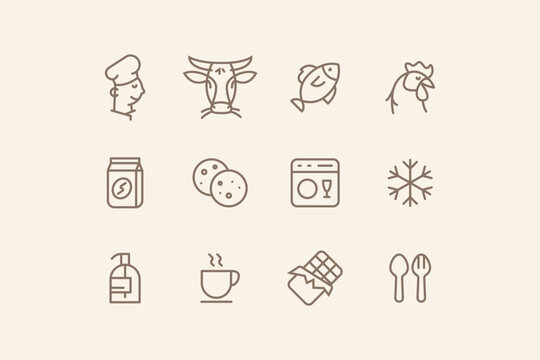 set of vector icons about kitchen and food
