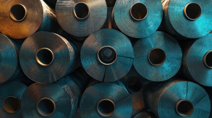 Rolls of Metal: Industrial Material Stacked