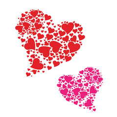 Abstract red hearts isolated background