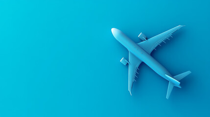 A blue background with a 3D airplane, perfect for advertising air travel.