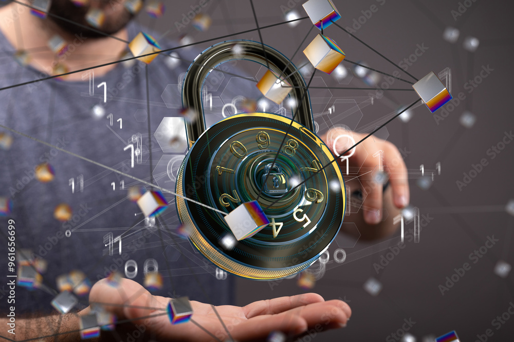 Poster personal data security illustrates cyber data or information