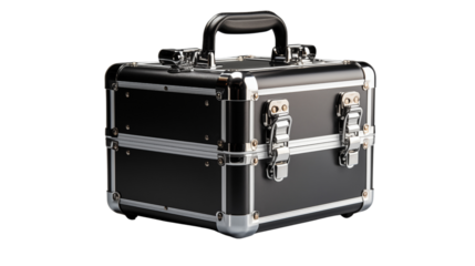 professional travel cosmetic makeup case, studio view, isolated on transparent background.