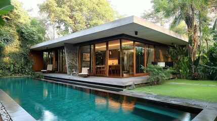 Fototapeta premium Modern house with swimming pool