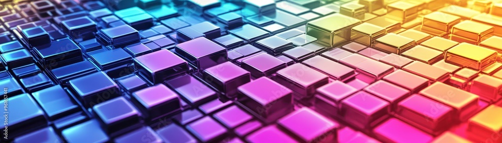 Poster vibrant abstract background with colorful 3d cubes arranged in a visually striking pattern, showcasi