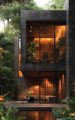 Luxury home exterior, industrial concept