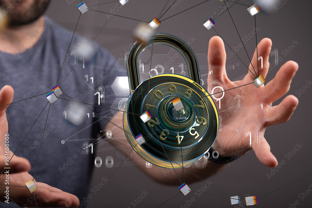 Poster Personal data security Illustrates cyber data or information