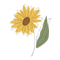 Sunflower one line art