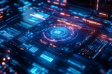 Fototapeta premium technology background with HUD design.