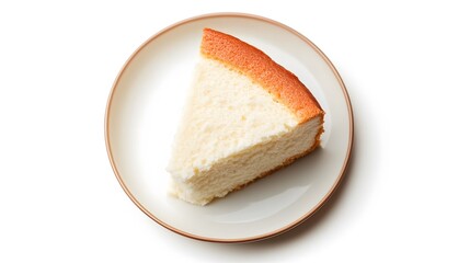 Delicious slice of fluffy sponge cake on a simple plate