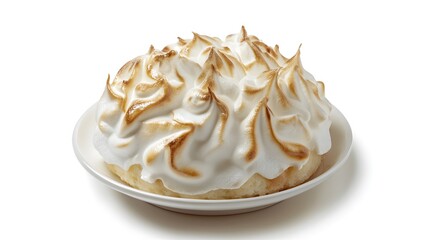 Delicious baked alaska dessert with toasted meringue topping on white plate