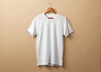 A crisp white T-shirt with minimal background, featuring a small, circular label on the chest for your logo