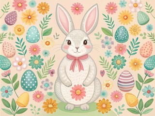 Obraz premium easter card with bunny and eggs
