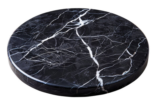 black round marble stone board isolated on white or transparent png