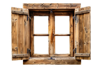 wooden window frame isolated on white or transparent png