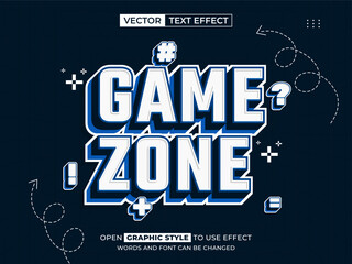 Fototapeta premium game zone editable text, font effect, 3d text for title