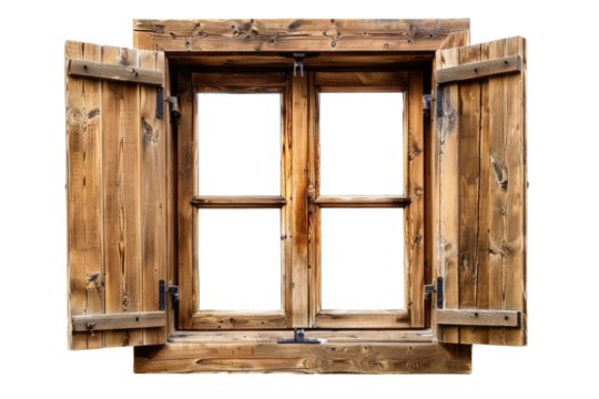 wooden window frame isolated on white or transparent png