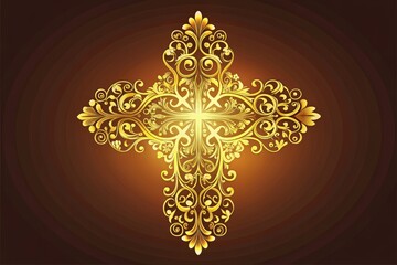 Easter Cross Vector Template Ornate Classic Elegant Easter Concept
