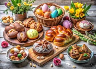 Easter day menu featuring artisanal breads and pastries