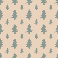 Seamless New Year and Christmas print pattern wallpaper background with decorative fir trees vector illustration winter minimalism picture 