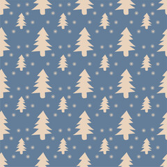 Seamless New Year and Christmas print pattern wallpaper background with decorative fir trees vector illustration winter minimalism picture 