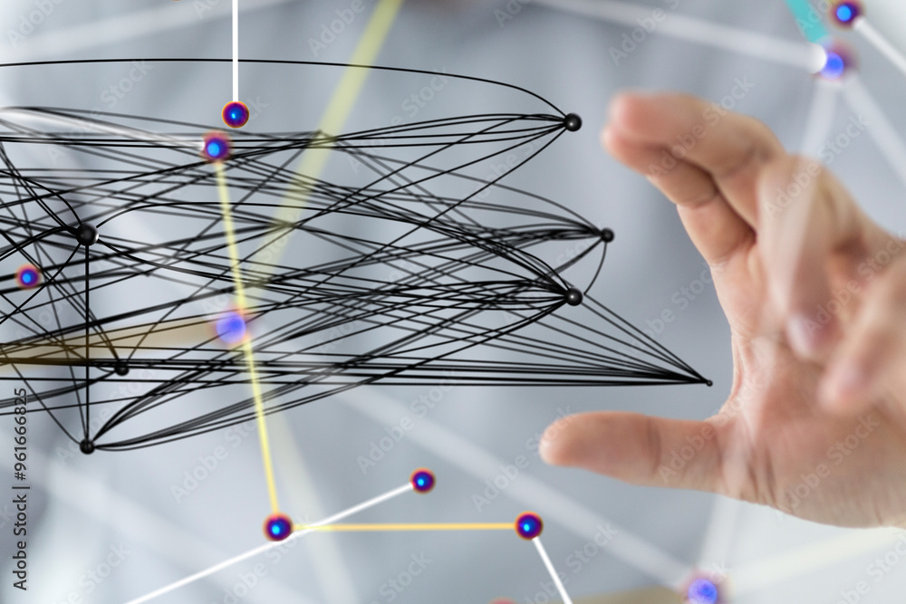 Poster conference digital network and data concept 3d