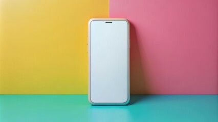 A minimalist clay android smartphone mockup featuring a customizable screen, harmoniously placed on a soft gray