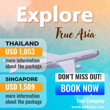 3D Travel Package Promo For Airline And Tourism