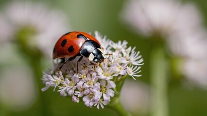 Fototapeta premium Ladybug, macro, flowers, botanical, foral, insects, flora, nature