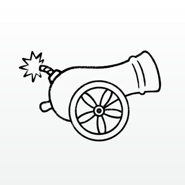 black and white cannon firing clip art preview