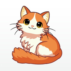 cartoon-style orange and white cat with a friendly expression