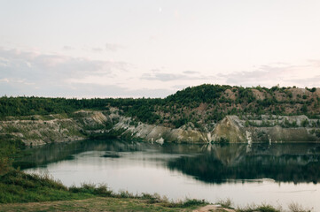 lake in a chalk quarry
