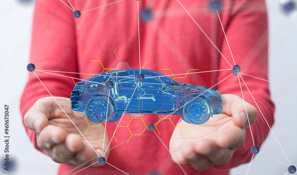 Aufkleber autonomous car with hud graphic of navigation system driving