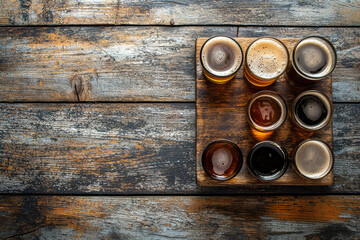 Craft Beer Flight: A Taste of Variety on Rustic Wood