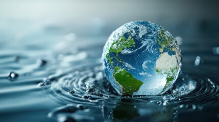 Globe Made of Water Drops Representing Green Energy