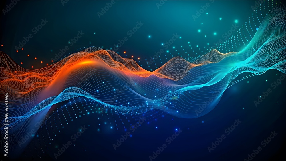 Aufkleber abstract minimal curvy wavy networking background, minimal background style, colorful modern lines b