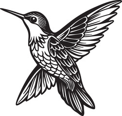 Obraz premium Vector illustration of a hummingbird silhouette, capturing the essence of its grace and agility in a minimalist design