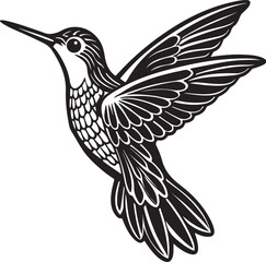 Obraz premium Vector illustration of a hummingbird silhouette, capturing the essence of its grace and agility in a minimalist design